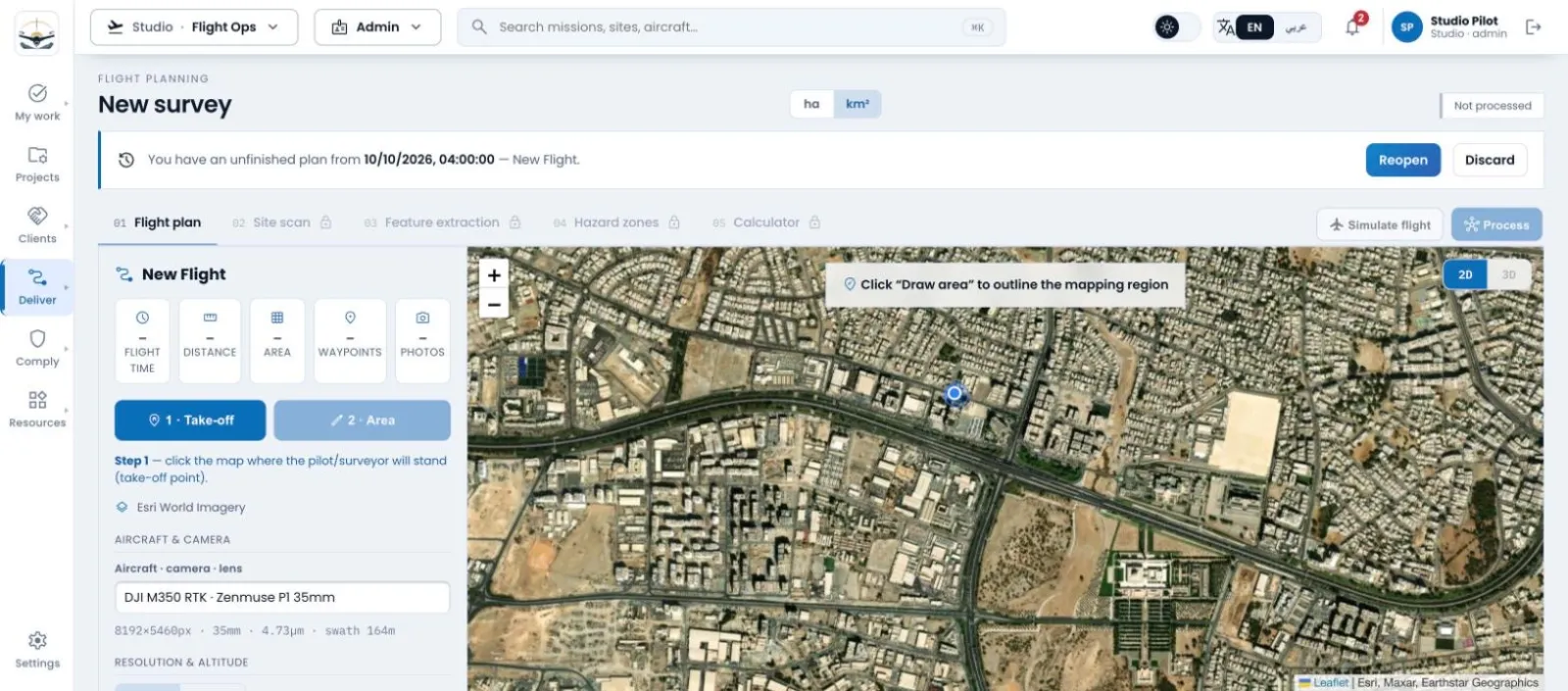 AirFathom flight planning over satellite imagery