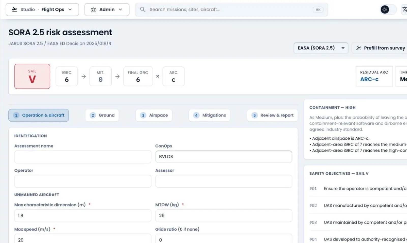 AirFathom SORA 2.5 risk assessment form